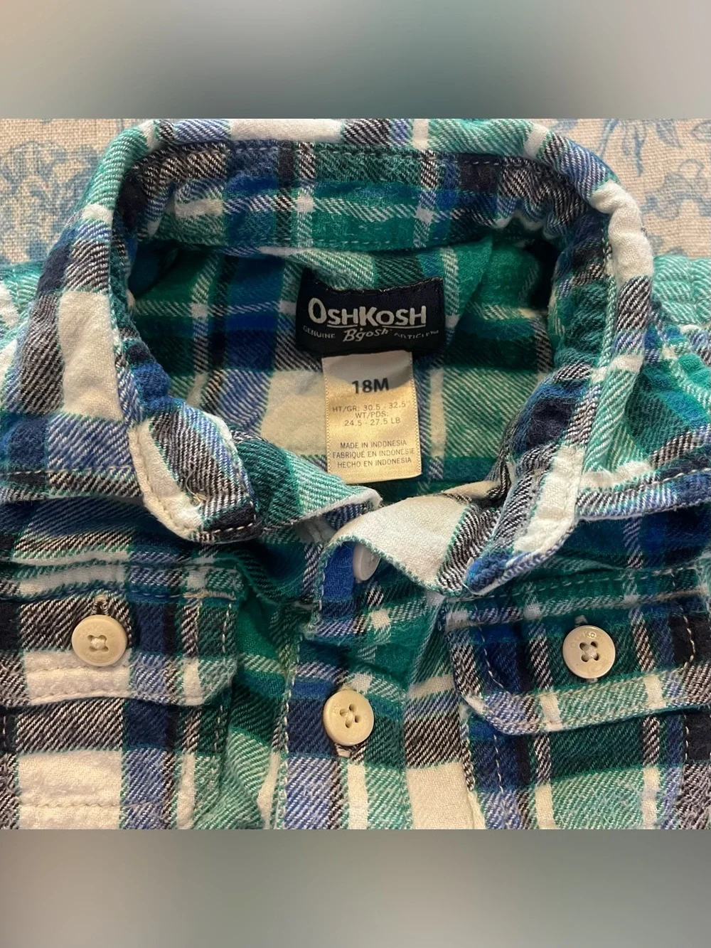Toddler Boy 18-24M Outfit Bundle OshKosh Gymboree Plaid Shirt Sweater Vest 4 Pc